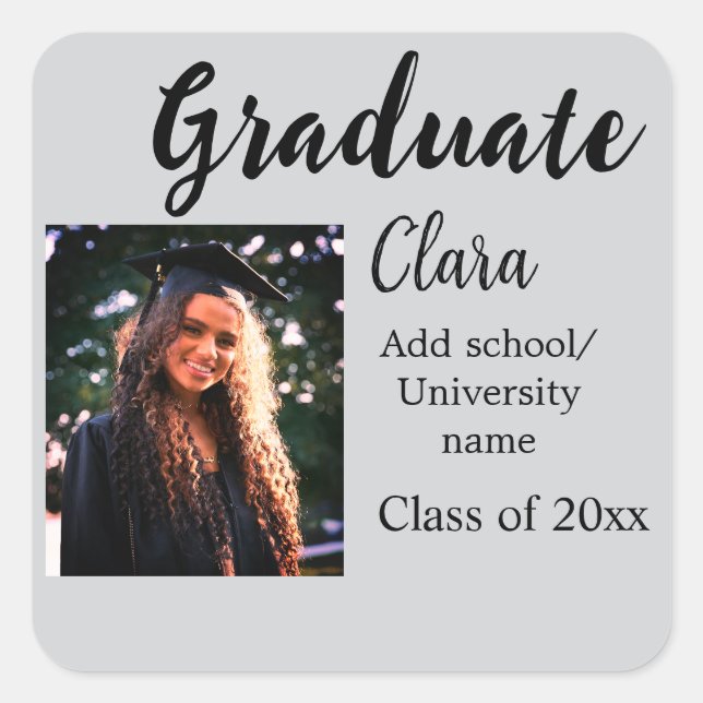 Abschluss fügen Name-Klasse von 20xx-Glückwünschen Quadratischer Aufkleber (Vorderseite)