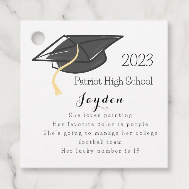 Abschluss Fun Fakten Grad Cap Custom Geschenkanhänger (Vorderseite)