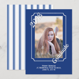 Abschluss für das Blaue und Weiße Moderne Foto Einladung