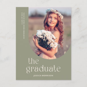 Abschluss für das einfache Graduate Sage Green Fot Postkarte