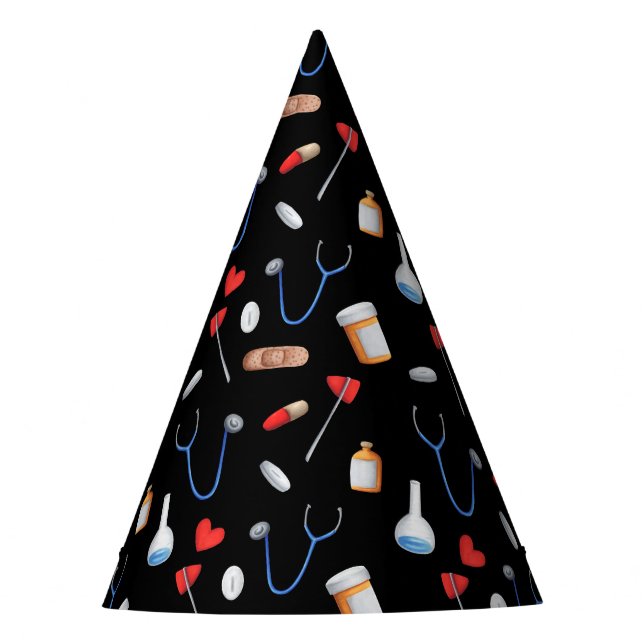 Abschluss für die Krankenpflege von Black Medical  Partyhütchen (Vorderseite)