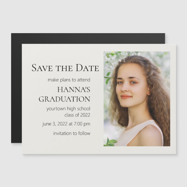 Abschluss für Foto mit weißem, bearbeitbarem Farbt Magnetkarte (Vorne/Hinten)