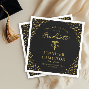 Abschluss für Krankenpfleger Elegante Gold Black Serviette