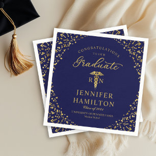 Abschluss für Krankenpfleger Elegante Gold Blue Serviette