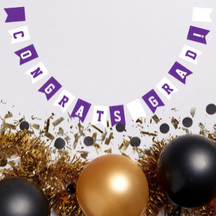 Abschluss für lila und weiße Schulfarben Wimpelkette