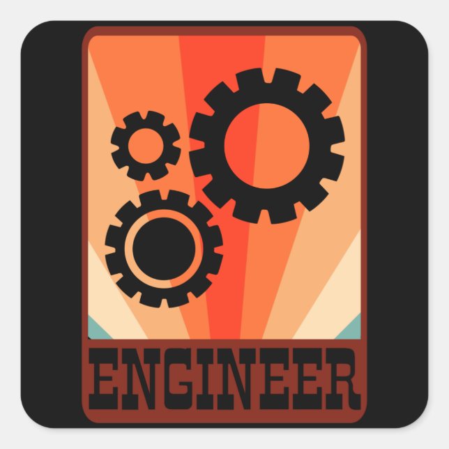 Abschluss für Maschinenbau Quadratischer Aufkleber (Vorderseite)
