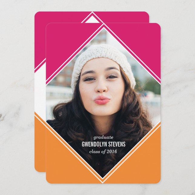 Abschluss für moderne geometrische Farbblöcke Einladung (Vorne/Hinten)