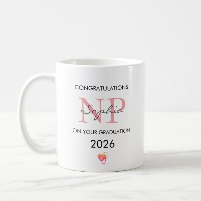 Abschluss für Nurse Practitioner 2026 personalisie Kaffeetasse (Links)