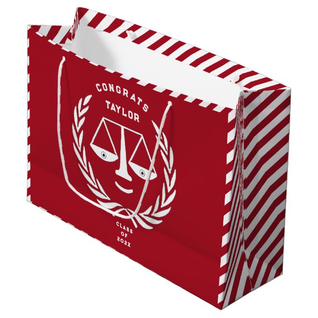 Abschluss für personalisierte Jura Große Geschenktüte (Vorderseite Schrägansicht)