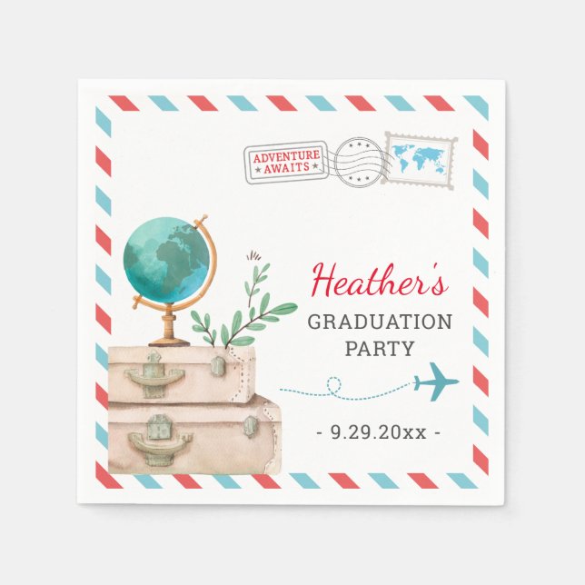 Abschluss für Reiseabenteuer Grad Tischdekor Serviette (Vorderseite)