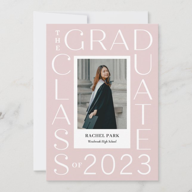 Abschluss für Schreibrahmen mit bearbeitbarem Farb Einladung (Vorderseite)