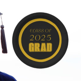 Abschluss für Schwarz- und Goldschulfarben Pappteller