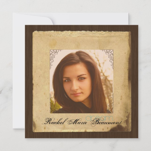 Abschluss für Vintages Papierpapier Foto Einladung (Vorderseite)