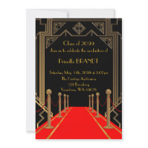 Abschluss, Gatsby-Stil, roter Teppichboden, Schwar