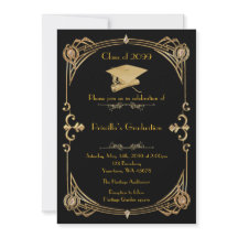 Abschluss, Gatsby-Stil, schwarzes Gold, Monogramm