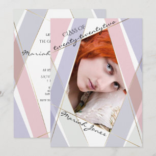 Abschluss Geo Frame Blush Pink Lilac Einladung