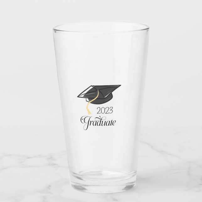 Abschluss-Geschenk Black Graduation Cap Glas