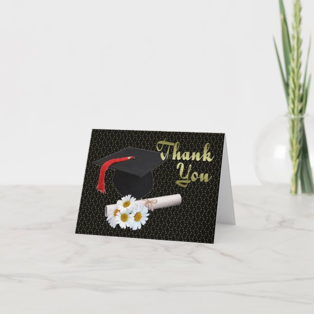 Abschluss-Geschenk Dankeschön Karte mit Daisis (Vorderseite)