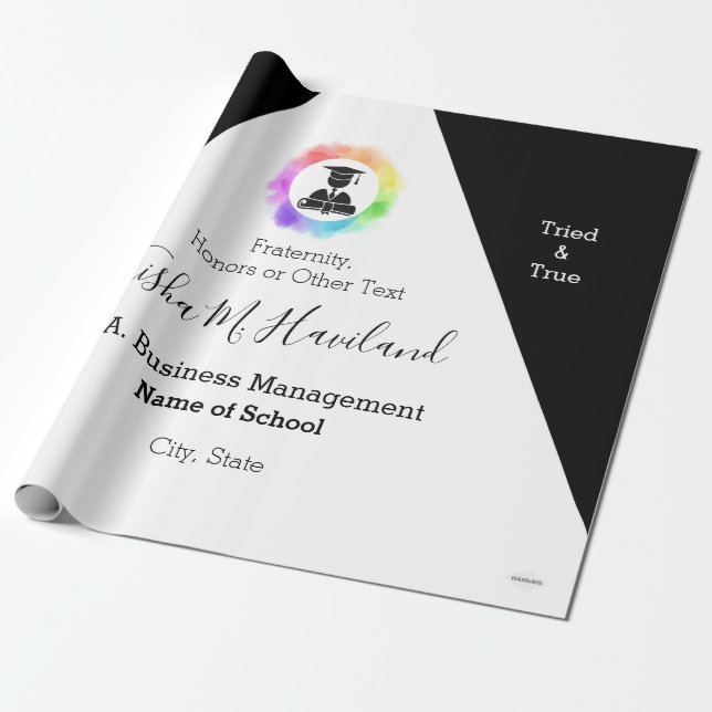 Abschluss Geschenk Wrap Lilac und White HAMbyWG Geschenkpapier (Ungerollt)