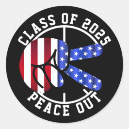Abschluss-Geschenkklasse 2025 Peace Out Black Runder Aufkleber