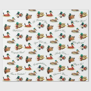 Abschluss Geschenkpapier Enten mit Mützen