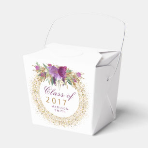 Abschluss-Glitzerwatercolor-Blumen-GoldConfetti Geschenkschachtel