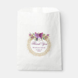 Abschluss-Glitzerwatercolor-Blumen-GoldConfetti Geschenktütchen
