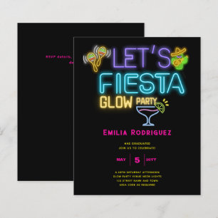 Abschluss Glow Party Invitación Fiesta de Neón