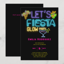 Abschluss Glow Party Invitación Fiesta de Neón