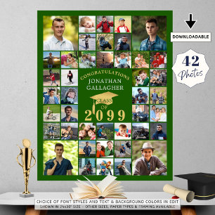 Abschluss Glückwunsch 42 Foto Collage Green Gold Poster