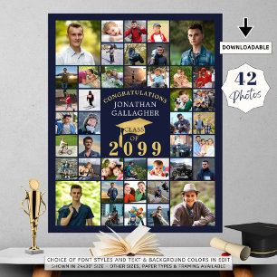 Abschluss Glückwunsch 42 Foto Collage Navy Gold Poster