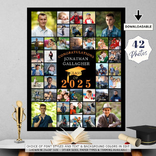 Abschluss-Glückwunsch 42 Schwarz-Orange-Fotocollag Poster