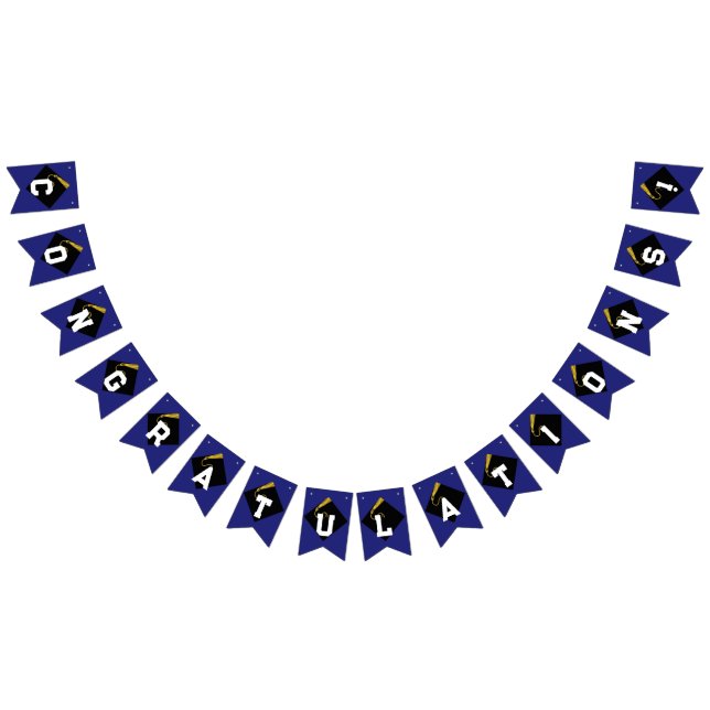 Abschluss Glückwunsch Blaue Jagdfahnen Wimpelkette (Alle)