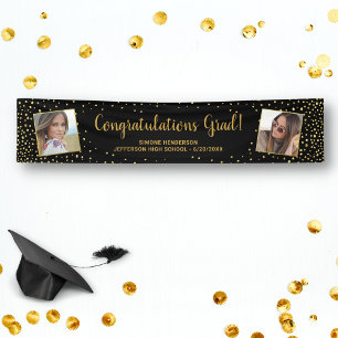 Abschluss Glückwunsch Grad 2 Foto Gold Glitzer Banner