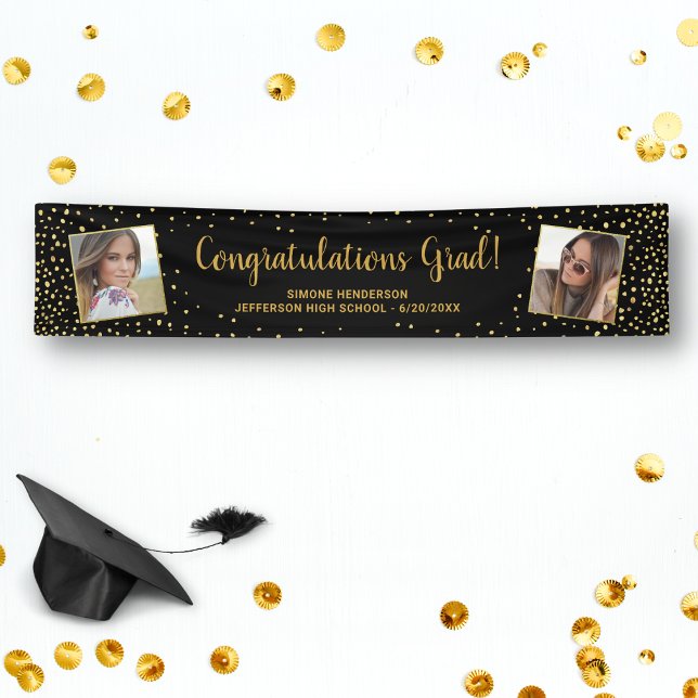 Abschluss Glückwunsch Grad 2 Foto Gold Glitzer Banner (Von Creator hochgeladen)