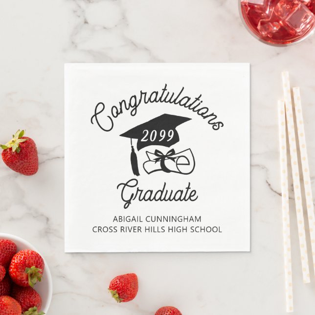 Abschluss Glückwunsch Grad Cap Diplom benutzerdefi Serviette (Beispiel)