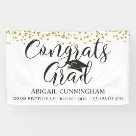 Abschluss GLÜCKWUNSCH GRAD Gold Confetti Script Banner
