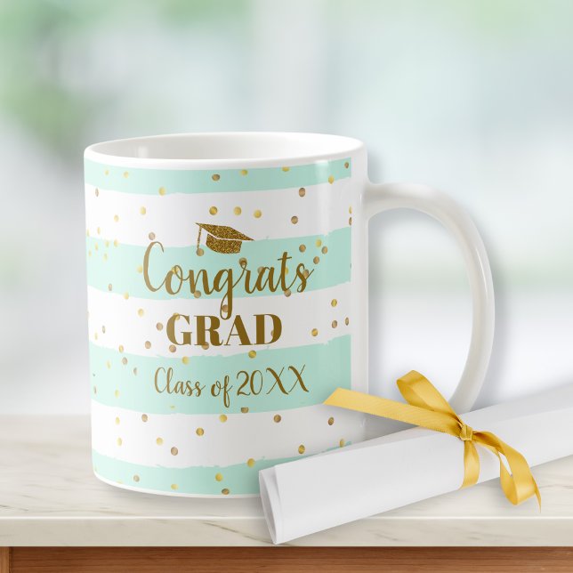 Abschluss Glückwunsch Grad Gold Glitzer Streifen Kaffeetasse (Von Creator hochgeladen)