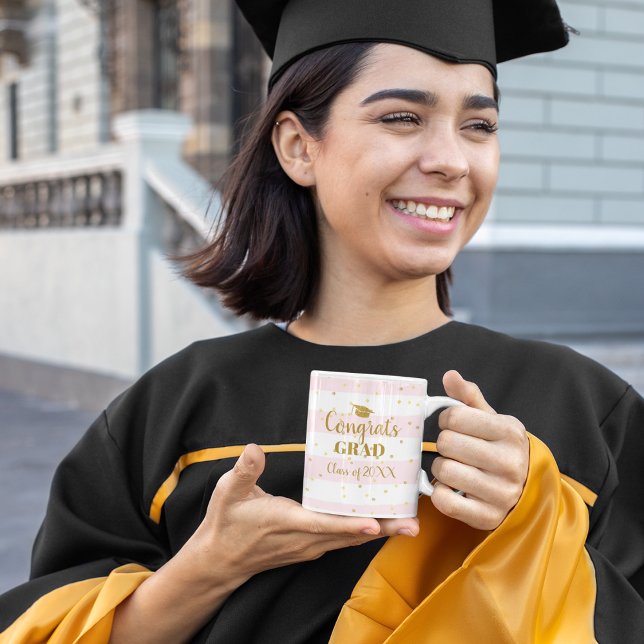 Abschluss Glückwunsch Grad Gold Glitzer Streifen Kaffeetasse (Von Creator hochgeladen)