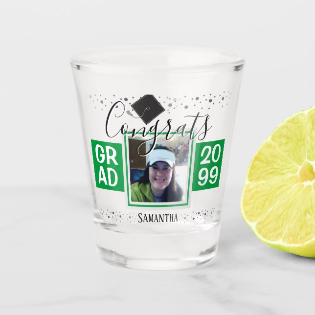 Abschluss Glückwunsch GRAD Jahr Grün Schnapsglas (Vorderseite)