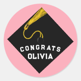 Abschluss Glückwunsch rosa Runder Aufkleber