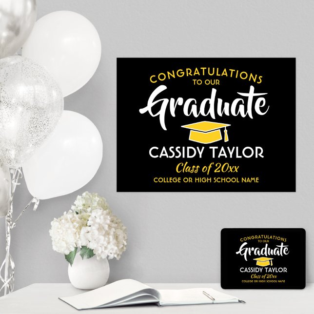 Abschluss Glückwunsch Schwarz Gelb und Weiß Poster (Von Creator hochgeladen)