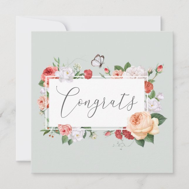 Abschluss Glückwunsch Weichpfirsich und grüne Blüt (Vorderseite)