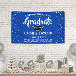 Abschluss Glückwunschs Confetti Royal Blue und Whi Banner