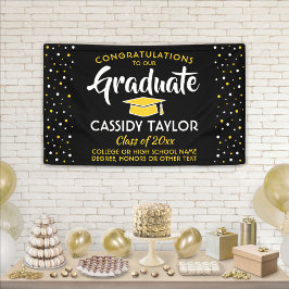 Abschluss Glückwunschs Confetti Schwarz Gelb Banner