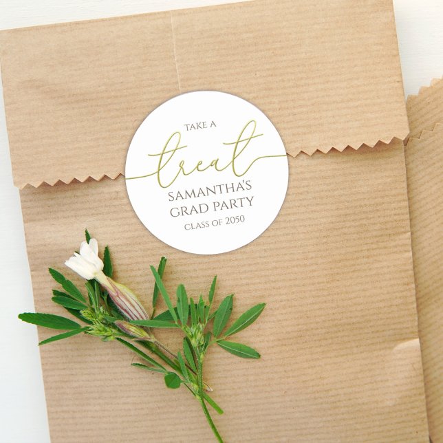 Abschluss Gold Calligraphy Script Einfache Leckere Runder Aufkleber (Von Creator hochgeladen)