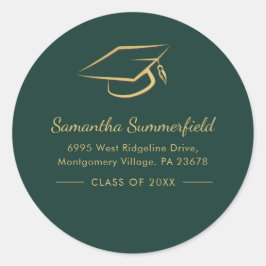 Abschluss Gold Cap Graduate Rücksendeadresse Runder Aufkleber