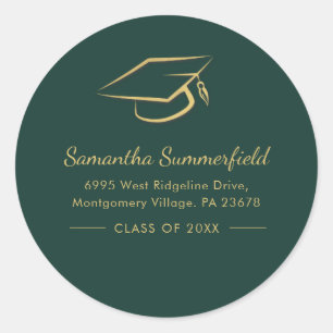 Abschluss Gold Cap Graduate Rücksendeadresse Runder Aufkleber