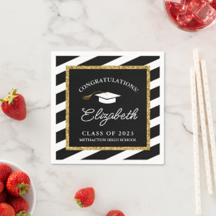 Abschluss Gold Glitzer Script Graduation Party Serviette