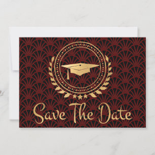 Abschluss Gold Grad Cap Deko Red Save The Date